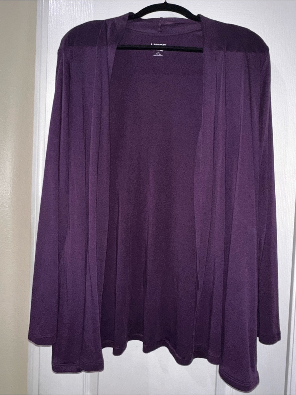Lands' End Women's Deep Plum Open-Front Cardigan